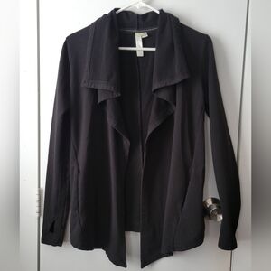 Green Tea Black Open Front Cardigan
